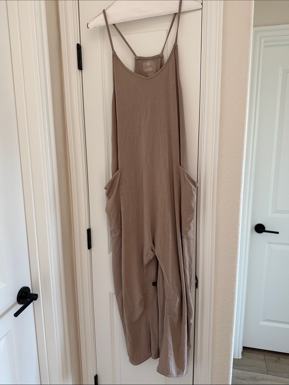 FP Movement by Free People Taupe Wide-Leg Strappy Jumpsuit